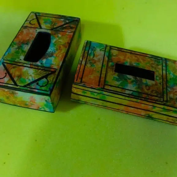 Boite à mouchoirs en cuir multicolore design