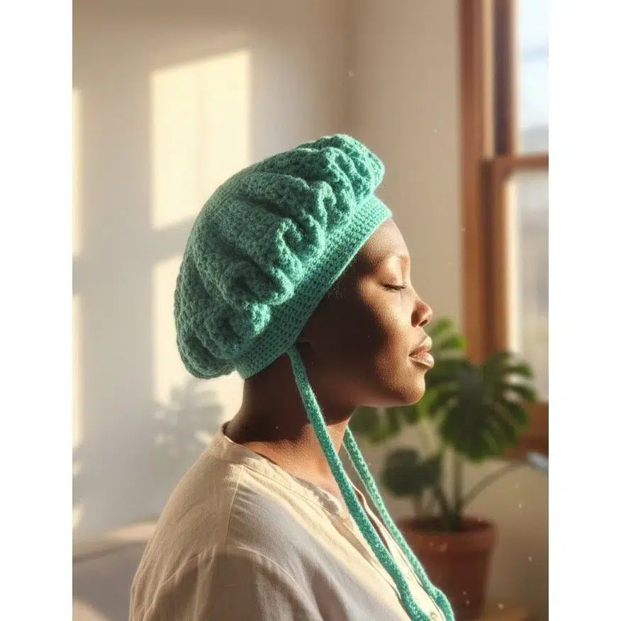 Bonnet de nuit crochet fait main écologique, éco-responsable