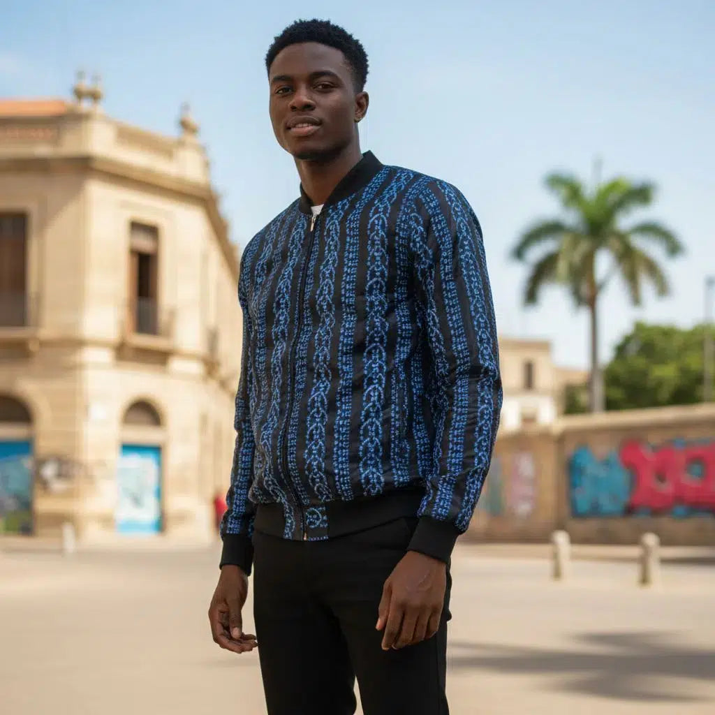 JACKET RÉVERSIBLE BOY DAKAR EN TISSU WAX IMPRIMÉ UNISEXE