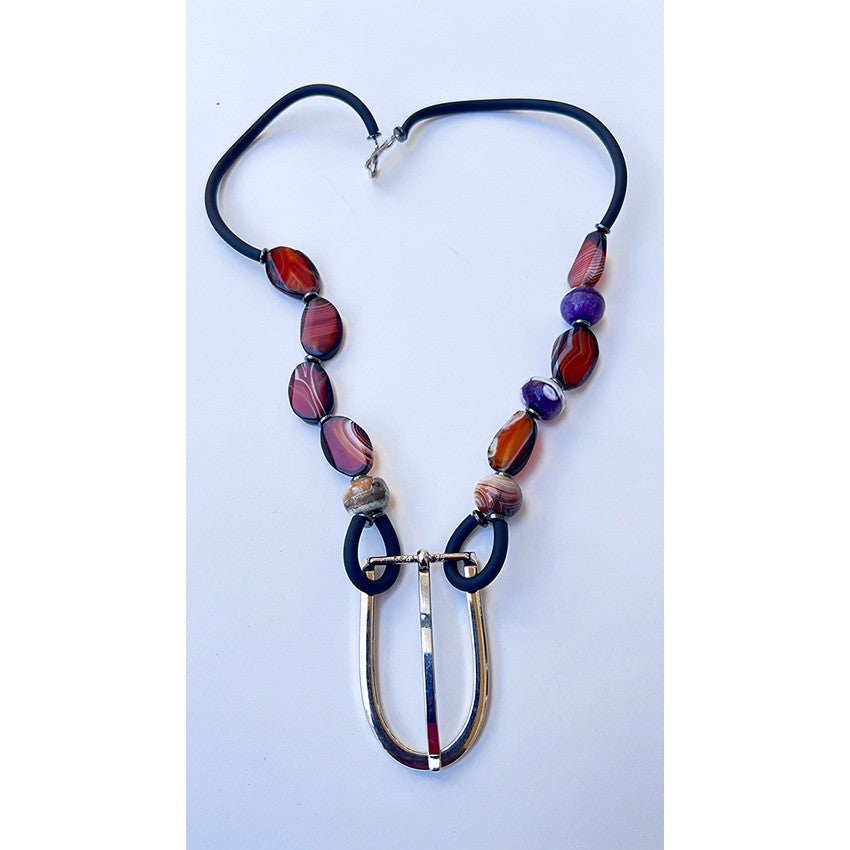 Collier artisanal femme en agate marron, bijou contemporain élégant fait main