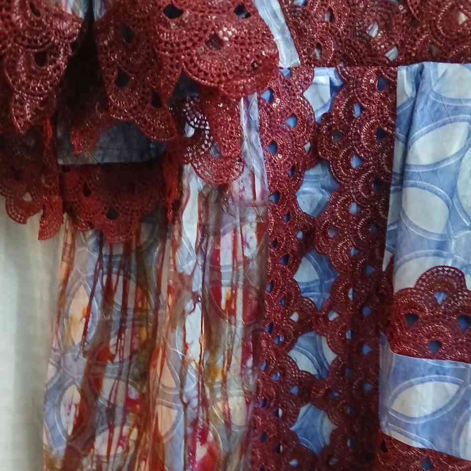 Robe bohème chic femme longue patchwork dentelle bordeaux bleu ethnique