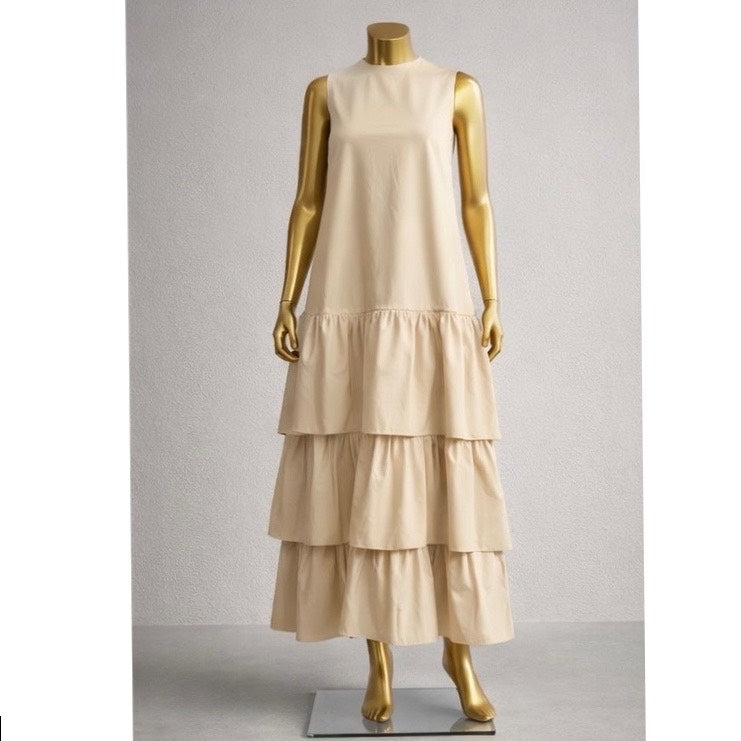 Robe été femme longue bohème chic fluide, sans manches coton, élégante