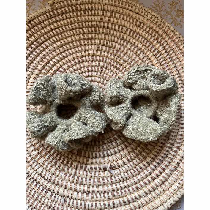 Chouchou crochet fait main vert olive