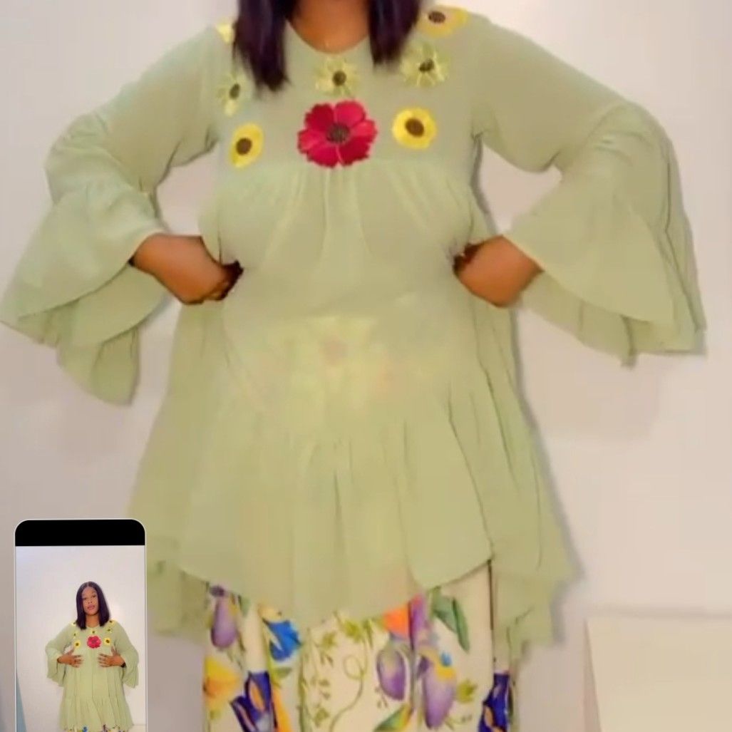 Ensemble femme haut et pagne vert chic et élégant