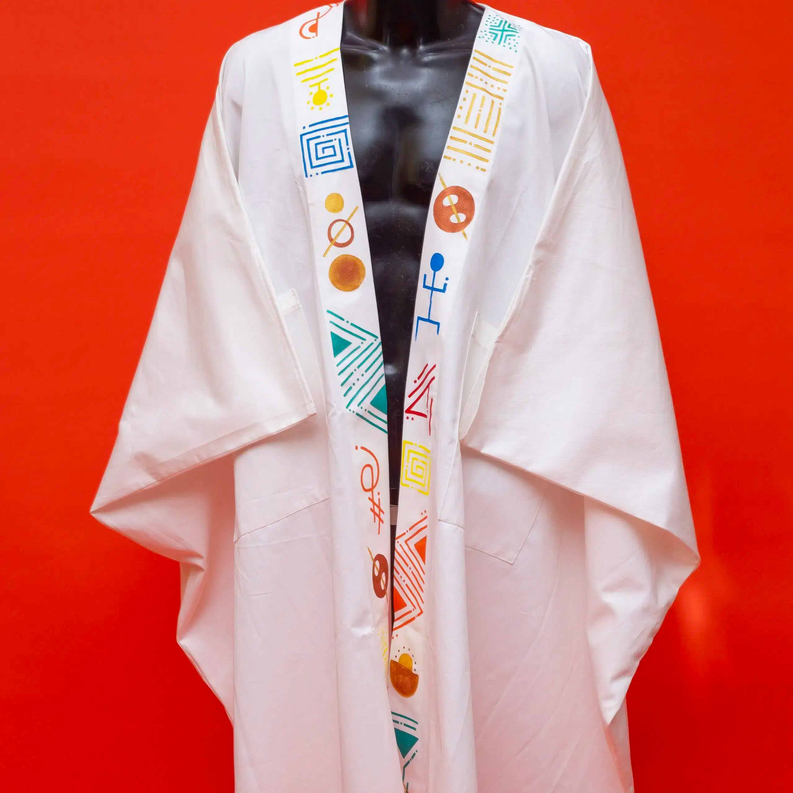 Manteau kimono blanc unisexe en coton