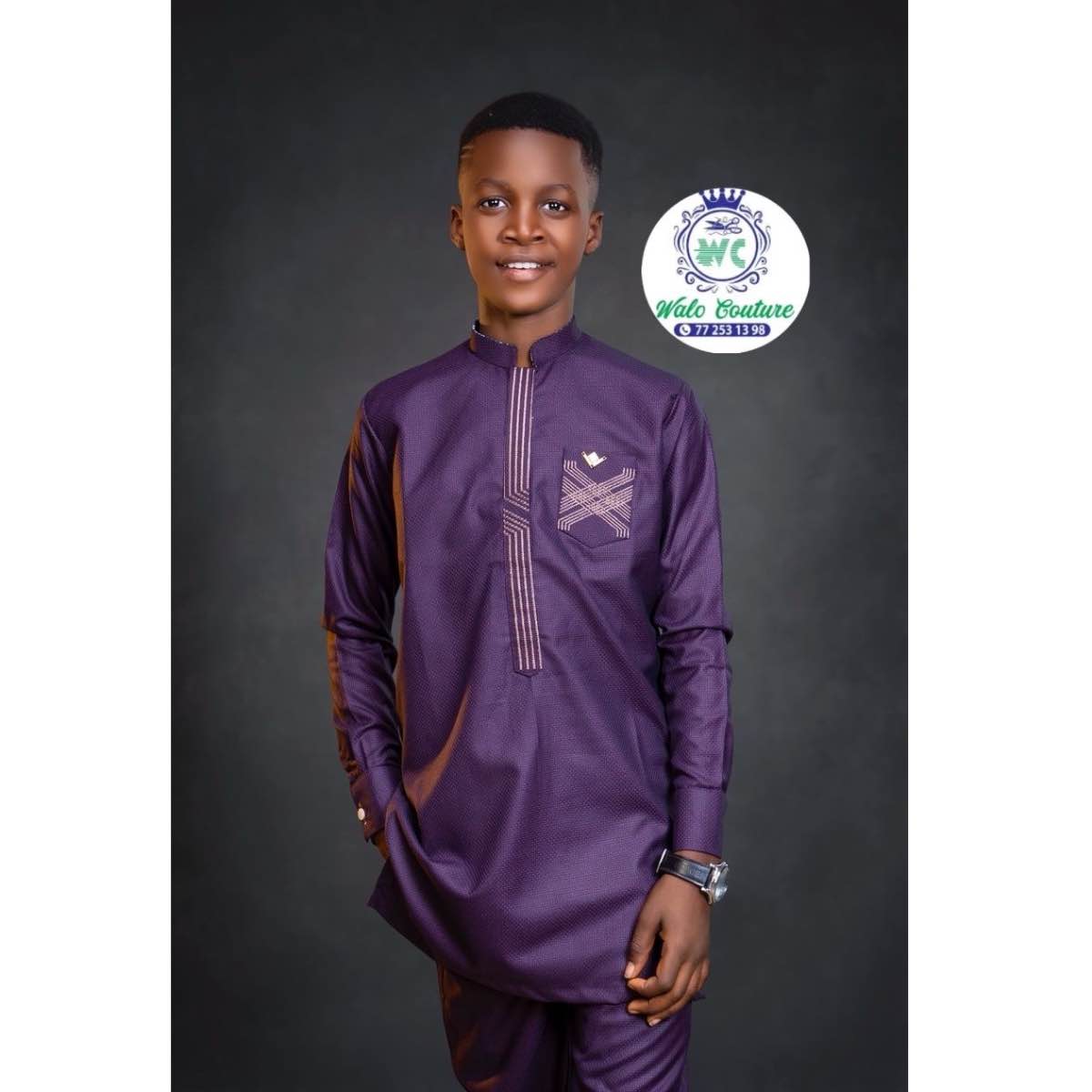 Ensemble costume africain garçon brodé, cérémonie et mariage élégant