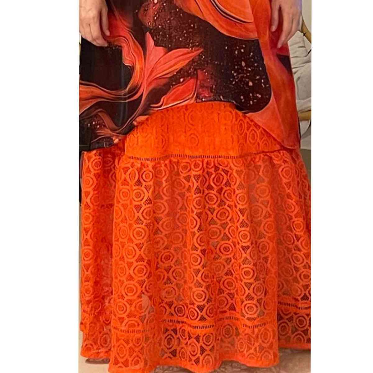 Robe en Coton Abstraite Orange Bleu - Élégance Moderne