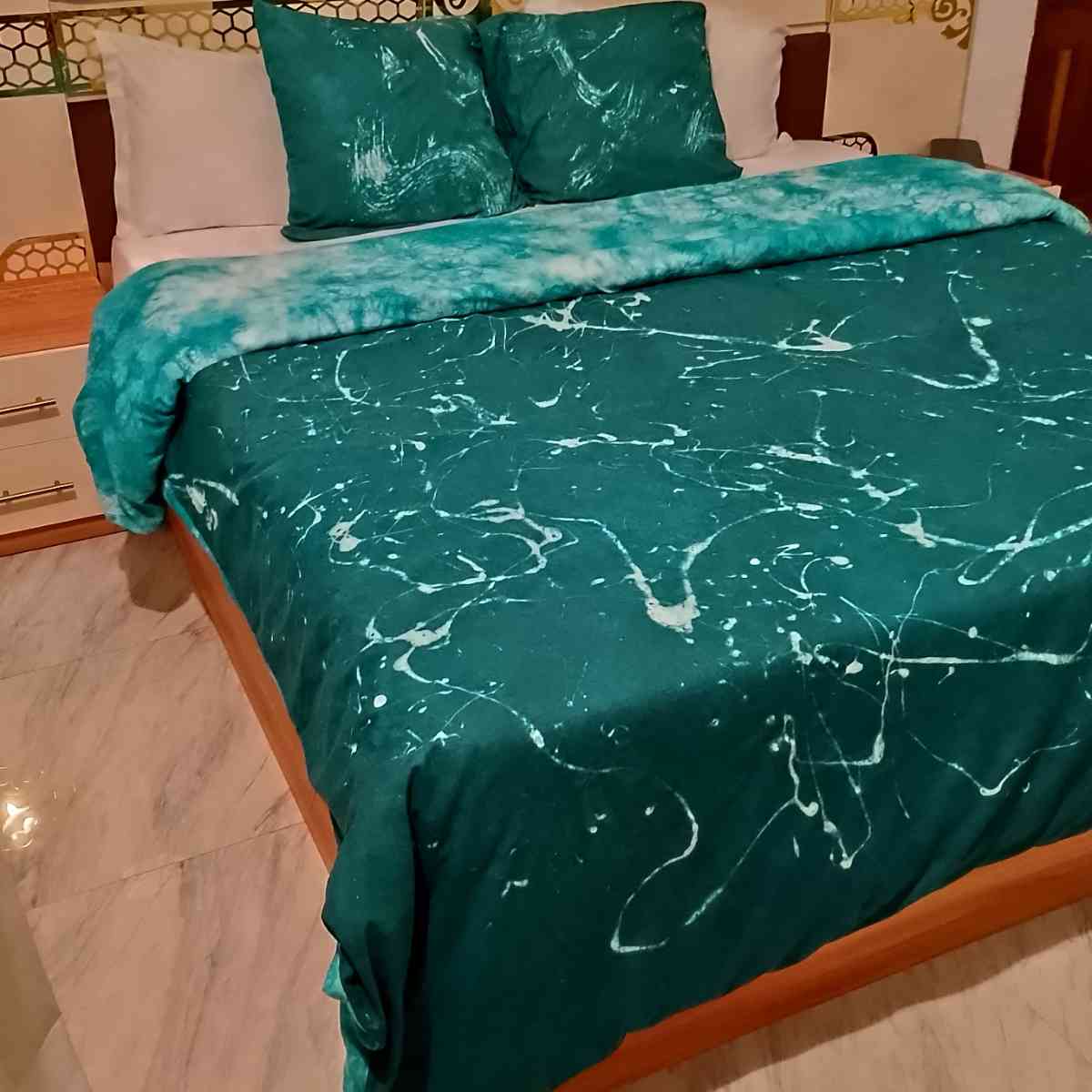 Linge de lit vert émeraude (260x240 cm)
