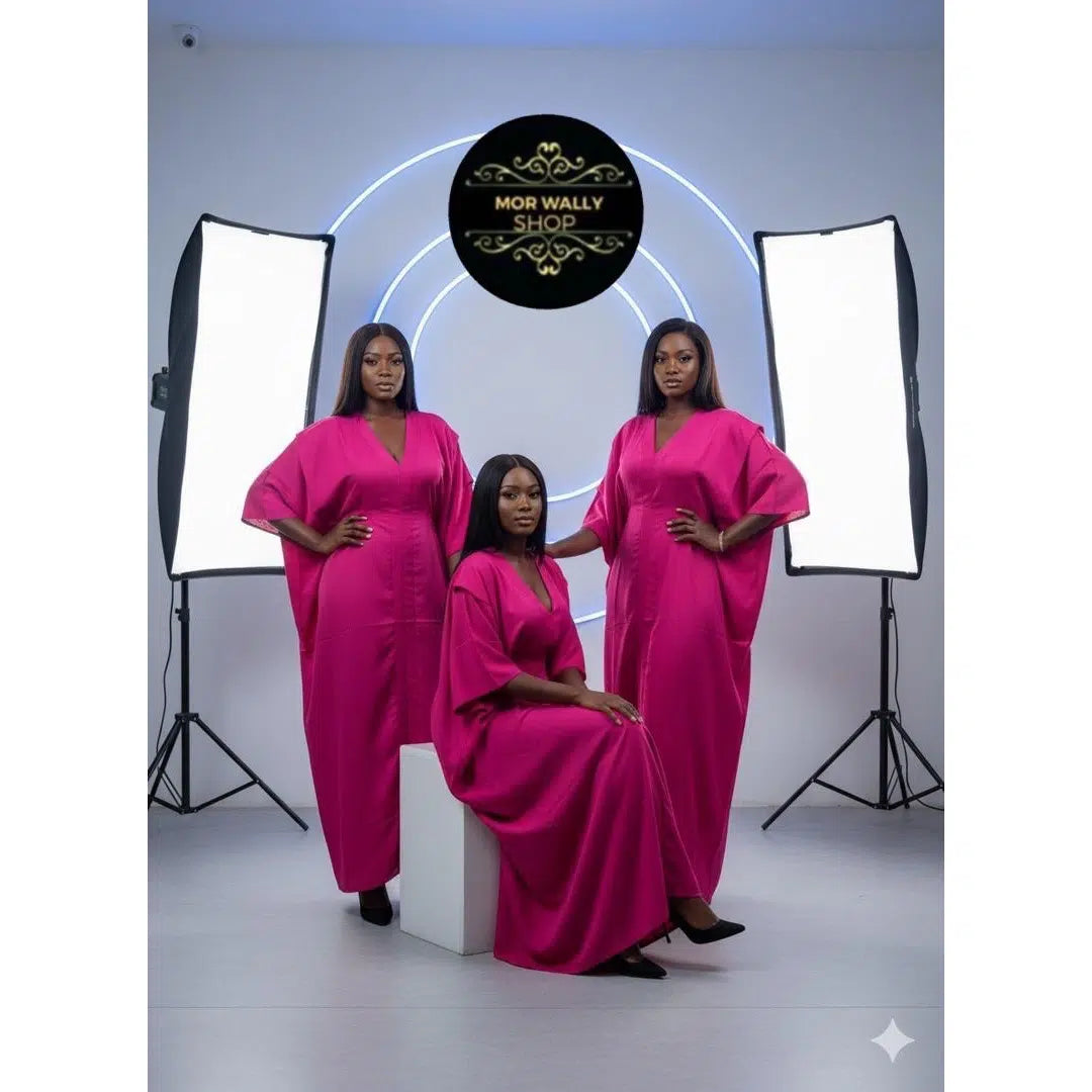 Caftan Long Satin Fuchsia - Élégance Confortable