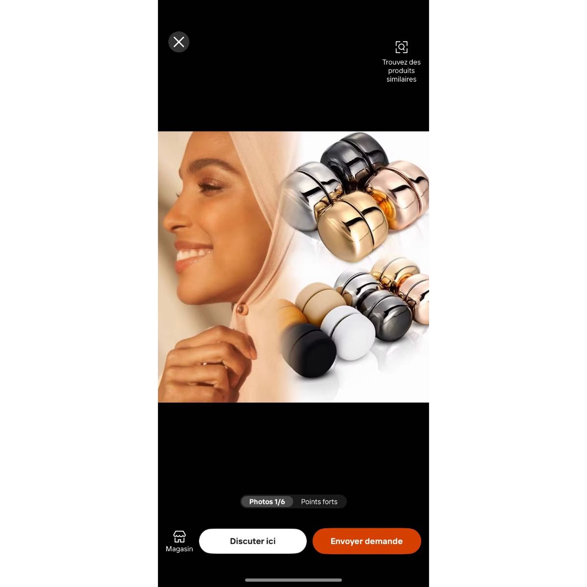 Bouton pression décoratif magnétique, accessoire cheveux et vêtement chic