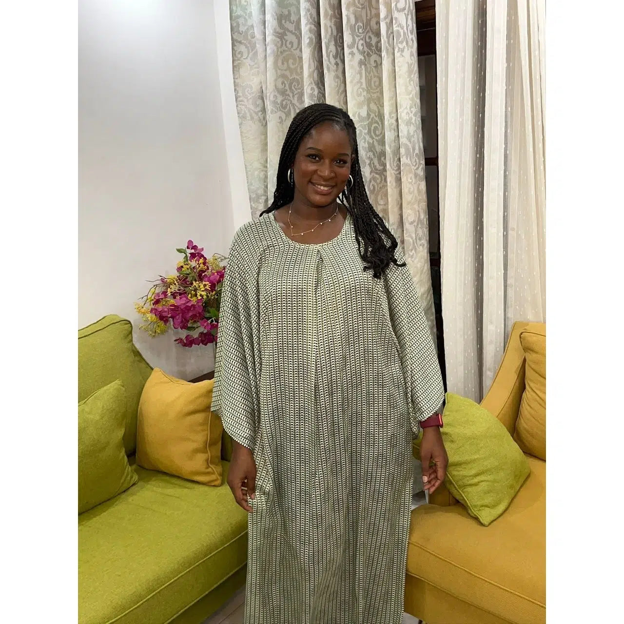 Robe d’été femme grise longue bohème ample coton, confortable et chic