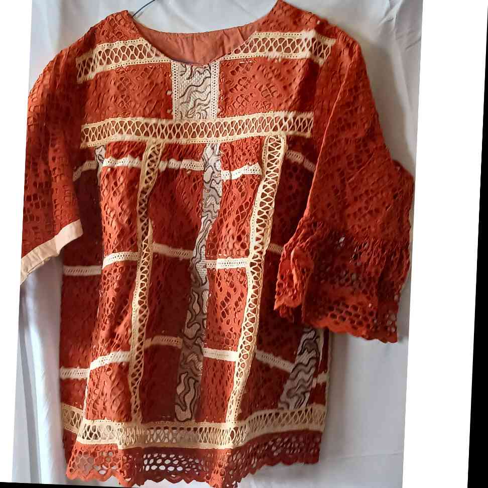 Ensemble jupe femme marron beige brodée bohème chic et haut élégant