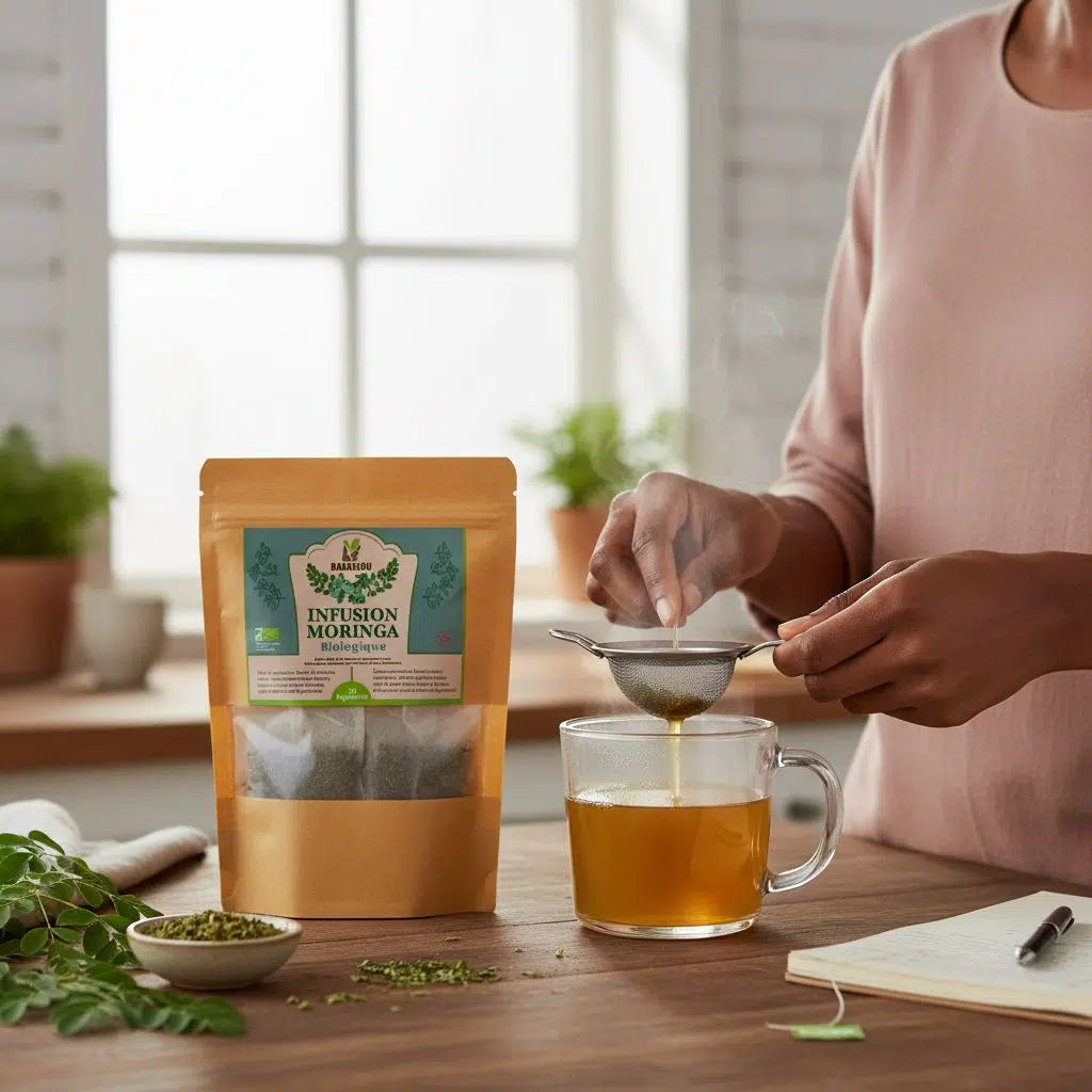 Infusion moringa bio 60g – Bien-être naturel, sachets écologiques artisanaux
