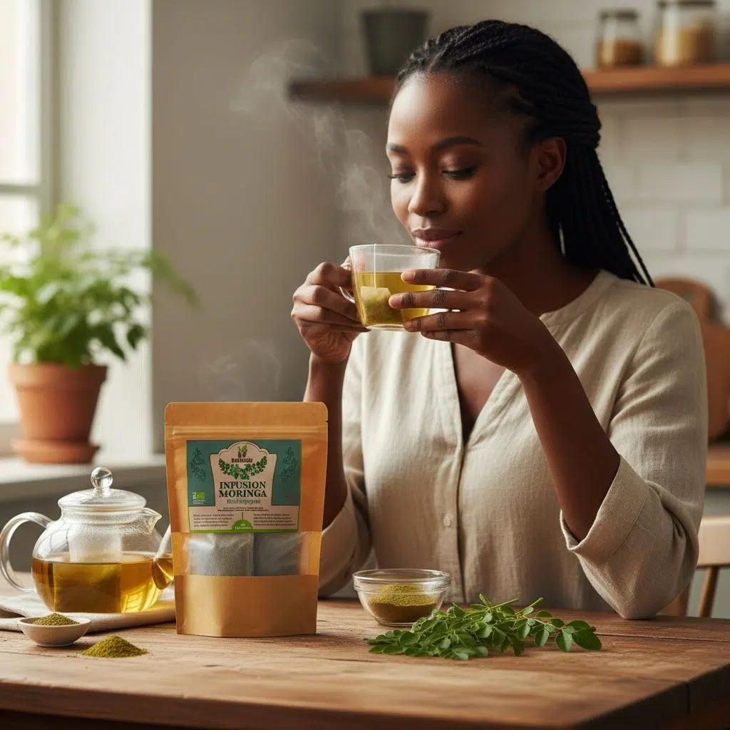 Infusion moringa bio 60g – Bien-être naturel, sachets écologiques artisanaux