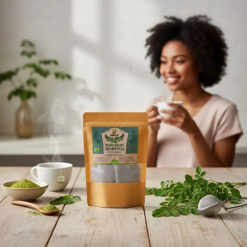Infusion moringa bio 60g – Bien-être naturel, sachets écologiques artisanaux