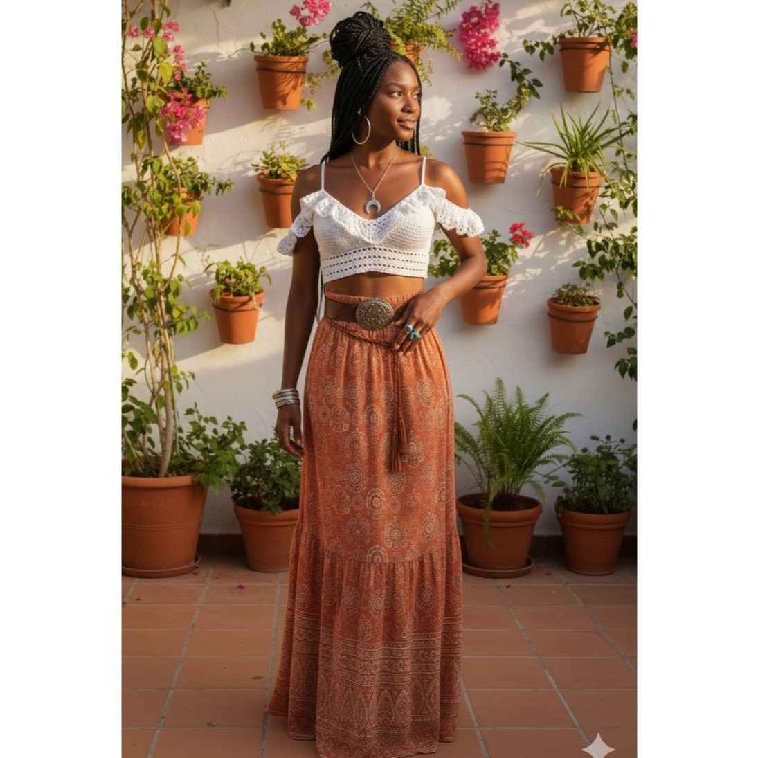 Crop top crochet femme blanc fait main – Top bohème chic d’été