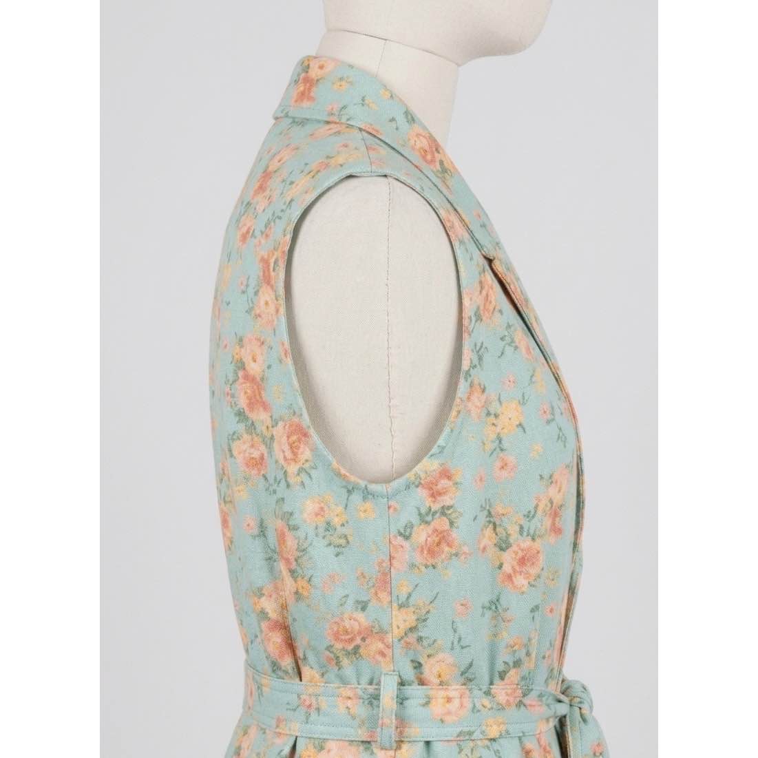 Robe blazer femme fleurie ceinturée verte