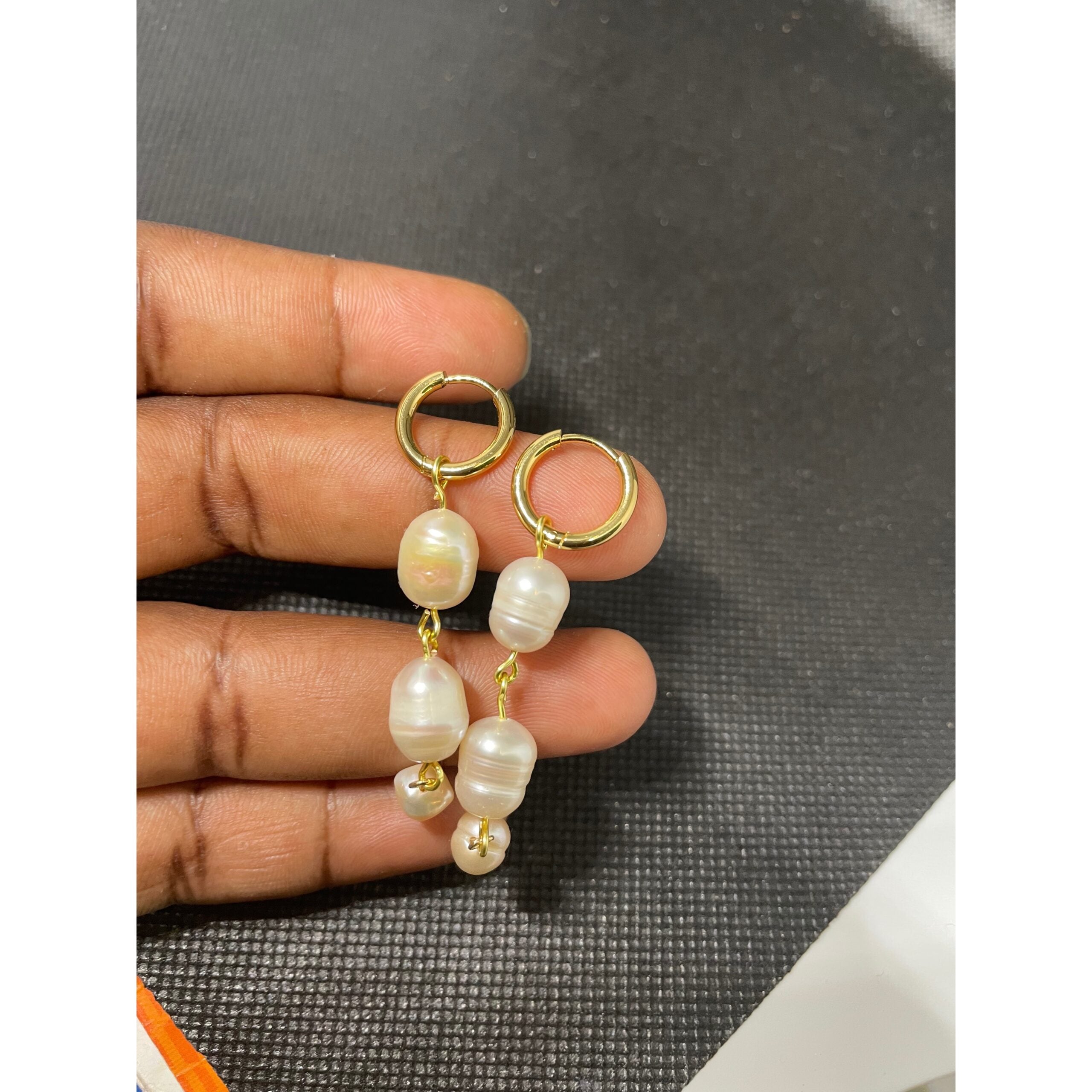 Boucles d’oreilles perles d’eau douce acier inoxydable doré