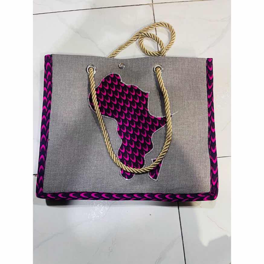 Sac à main artisanal femme, cabas en toile motif africain wax, grande capacité