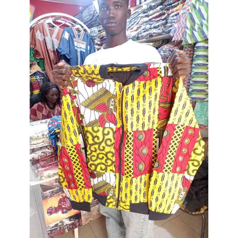 JACKET RÉVERSIBLE BOY DAKAR EN TISSU WAX IMPRIMÉ UNISEXE