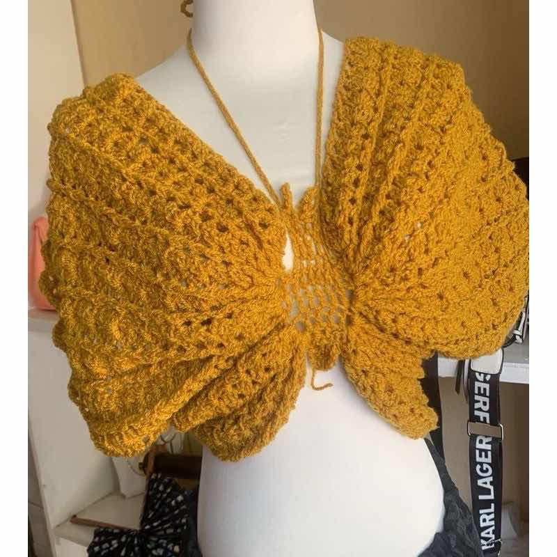 Boléro crochet femme papillon – Haut bohème chic fait main toutes tailles