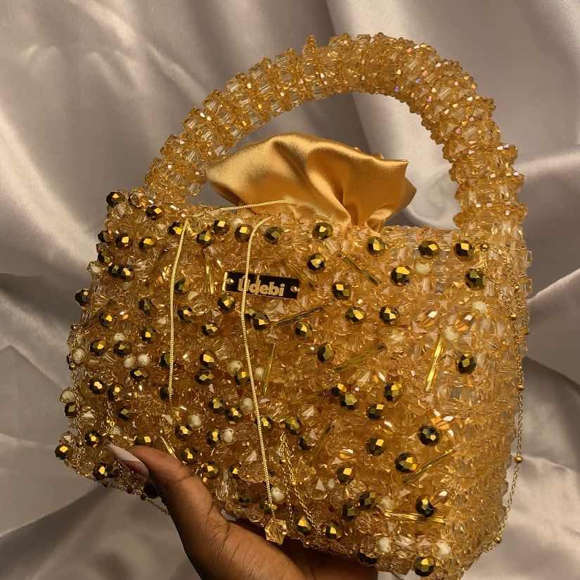 Sac à main Lustra - en perles dorées fait main