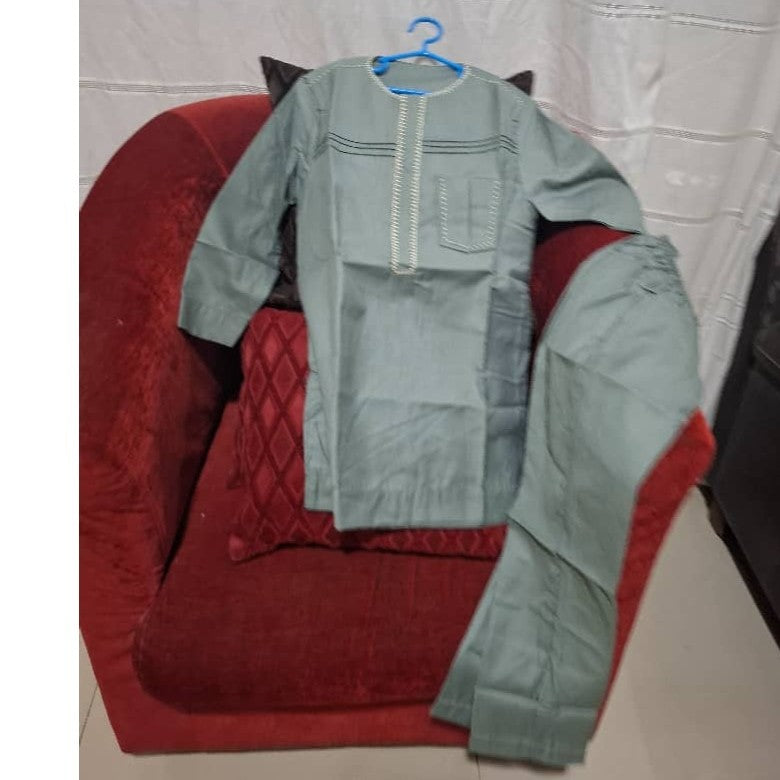 Ensemble costume africain garçon vert olive