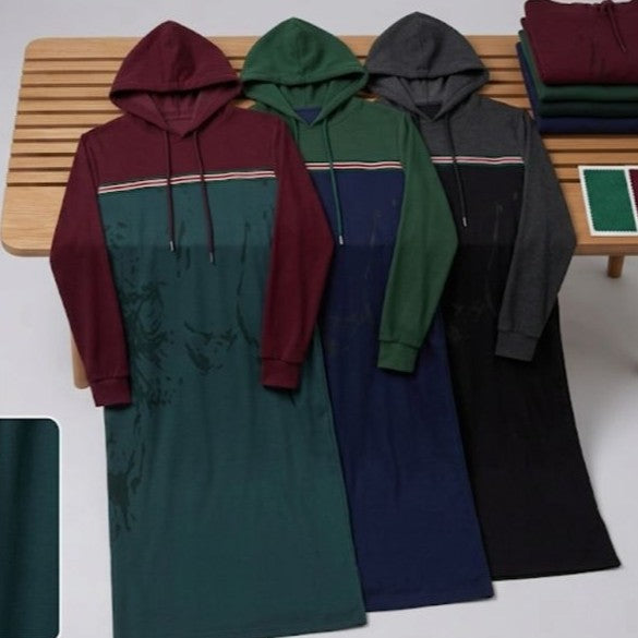 Diallabé à capuche unisexe color block confortable coton élégant