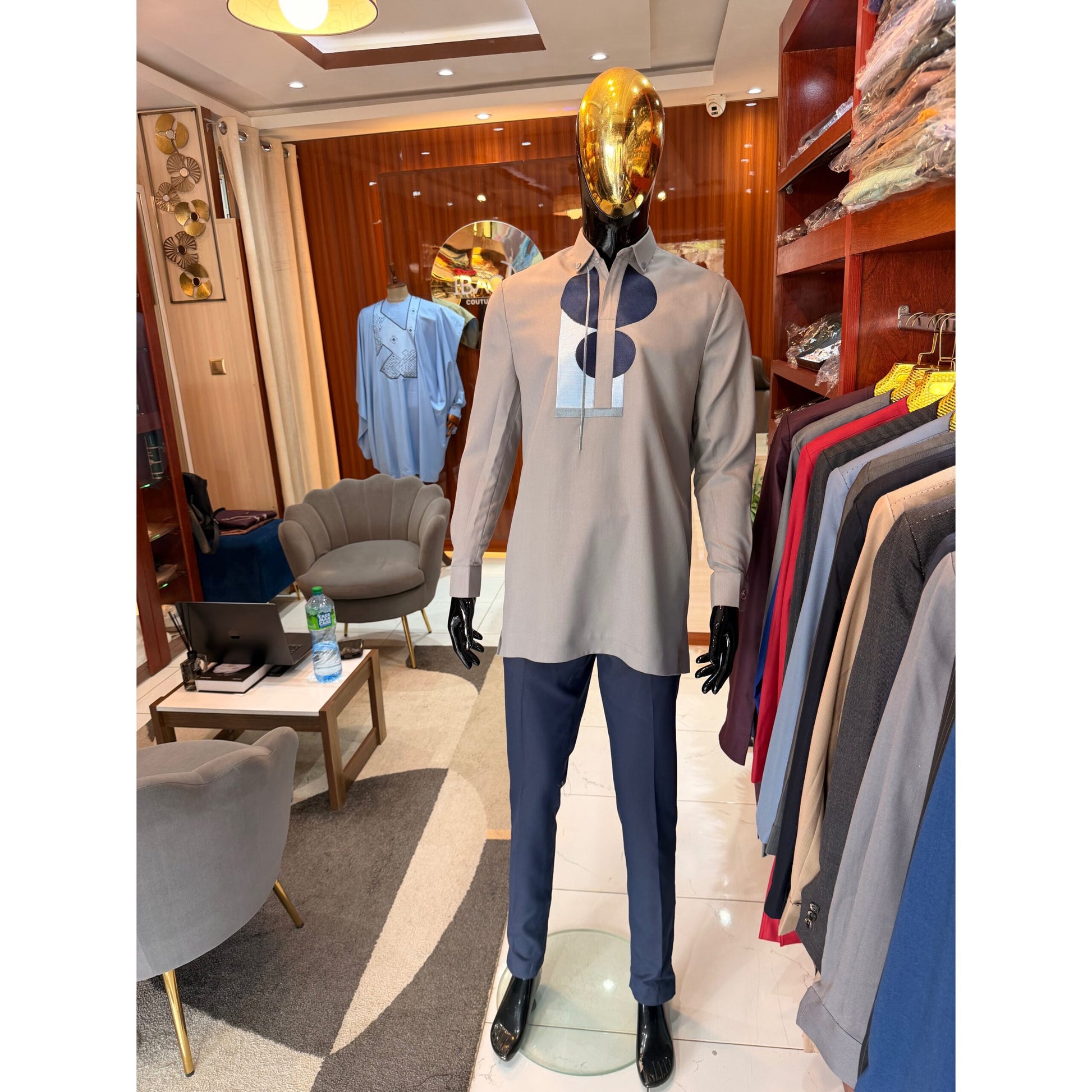 Ensemble homme beige et bleu
