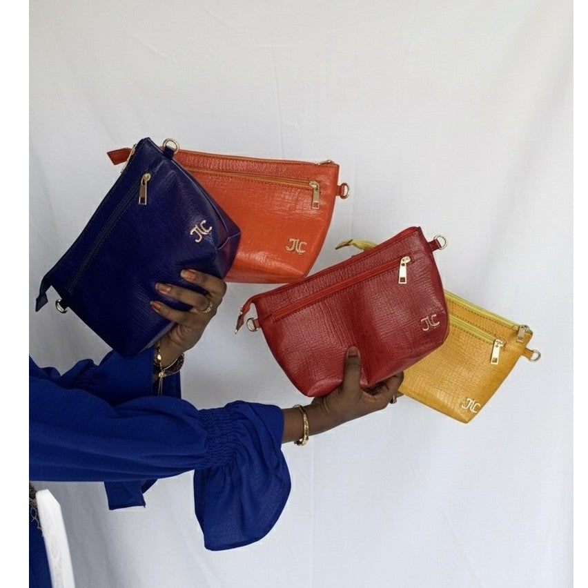 Pochette cuir femme élégante, bandoulière amovible, effet croco, couleurs chic