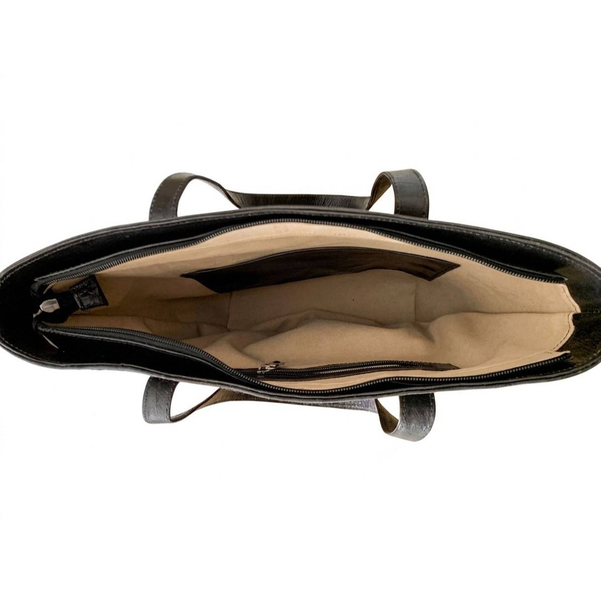 Sac cabas cuir femme Jarrah brocard bleu noir, élégant et grande capacité