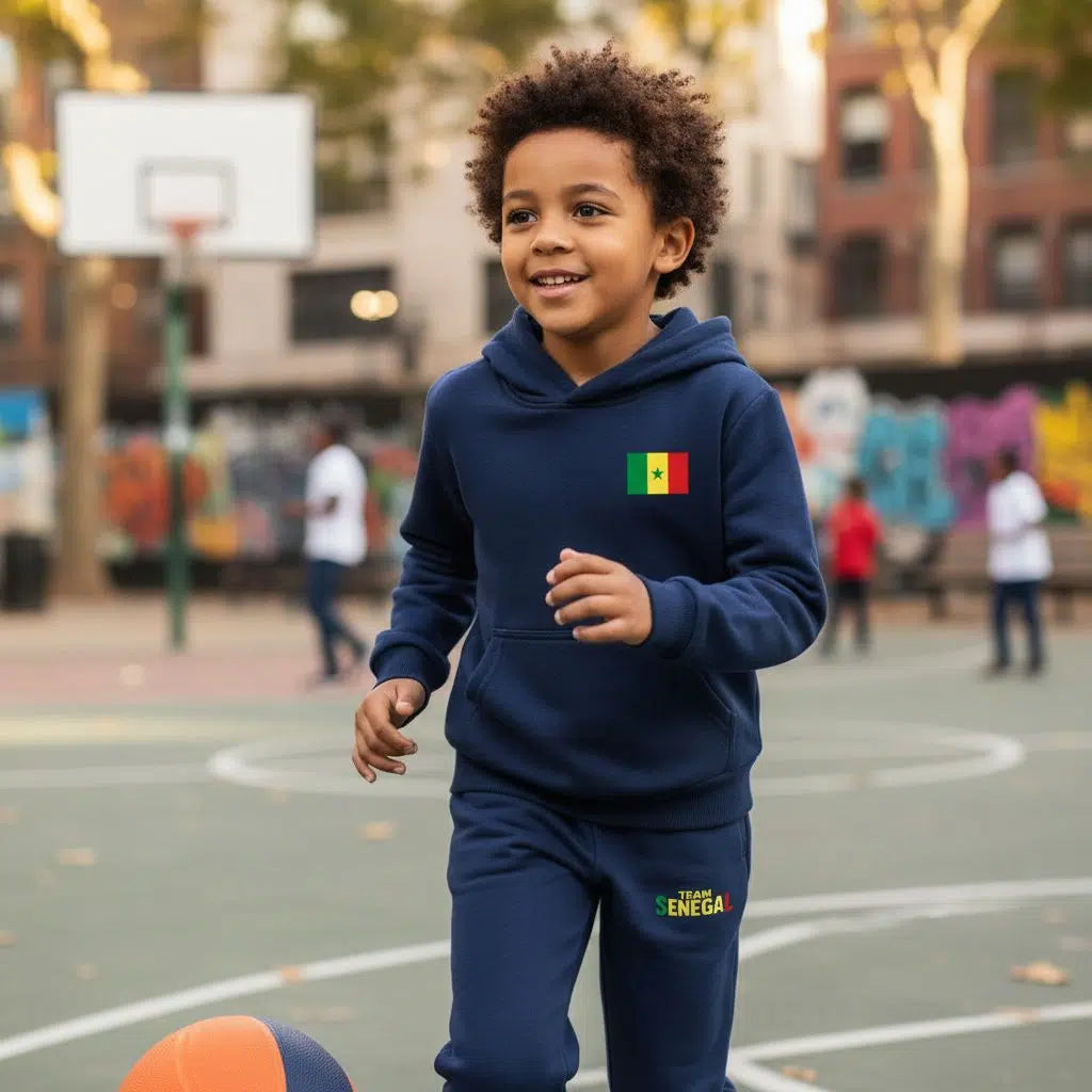 Jogging team Senegal – Ensemble survêtement enfant bleu marine tendance