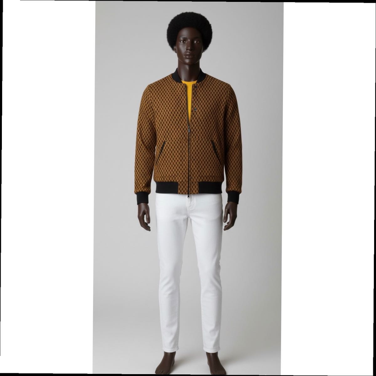 Pull wax homme noir et jaune moutarde, veste zipper grande poche chic