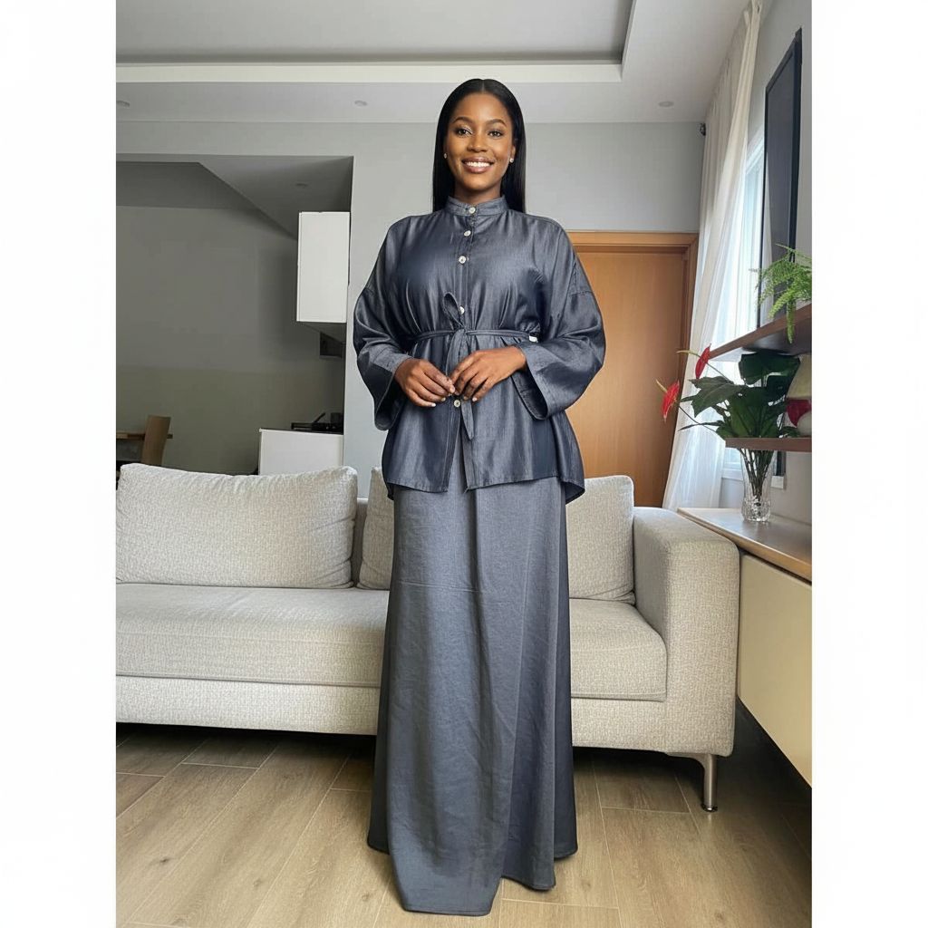 Ensemble jupe et chemise gris anthracite