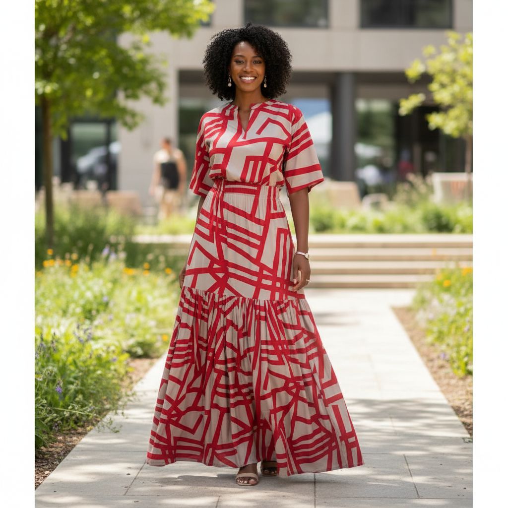 Jupe et haut en coton femme rouge – Set élégant bohème été, look moderne