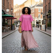 Jupe longue rose femme et haut coton ample