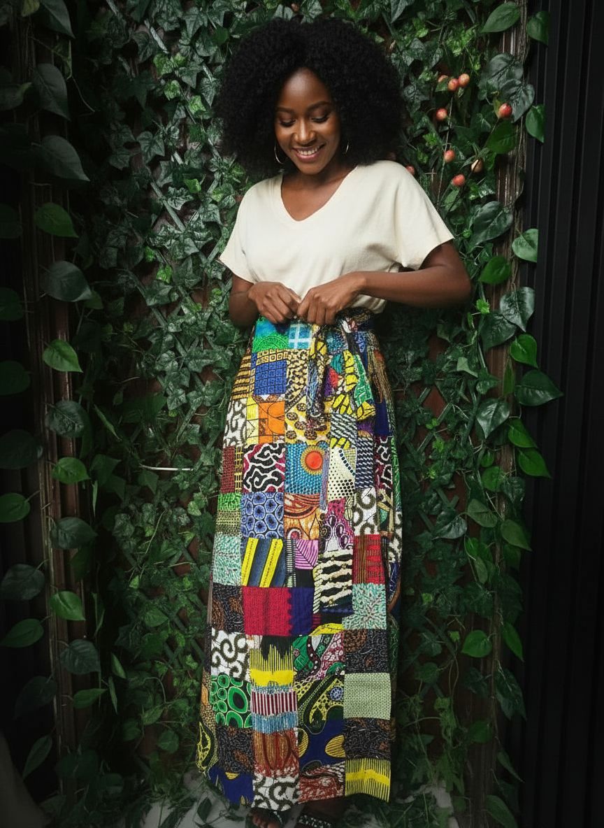 Jupe patchwork longue bohème en coton