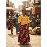 Jupe wax femme longue et haut brodé – Ensemble africain chic cérémonie