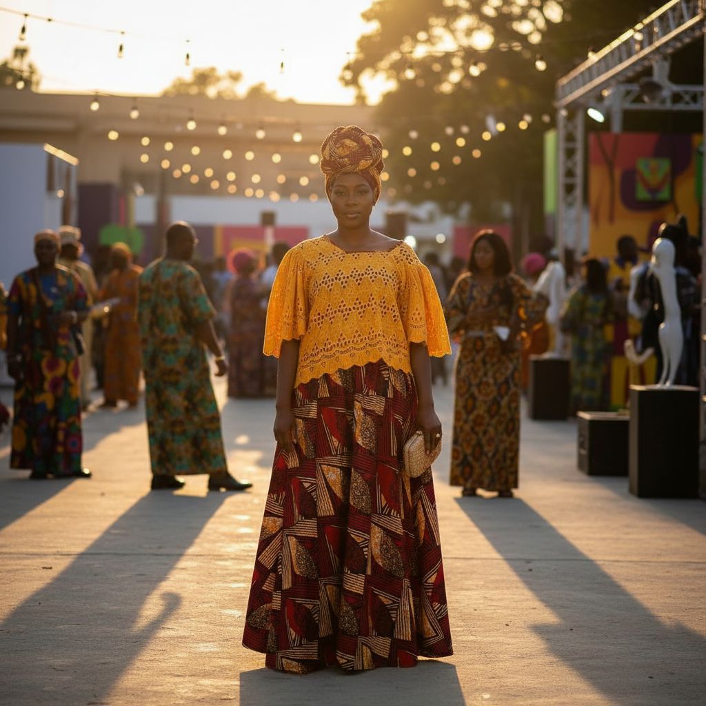 Jupe wax femme longue et haut brodé – Ensemble africain chic cérémonie