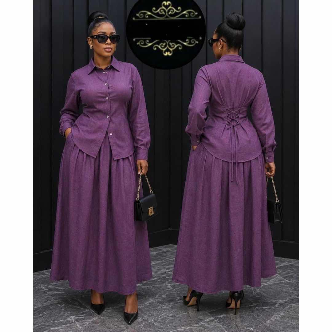 Ensemble robe longue et chemise cintrée élégante pour femme