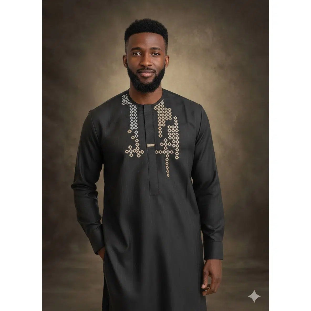 Ensemble homme élégant noir brodé