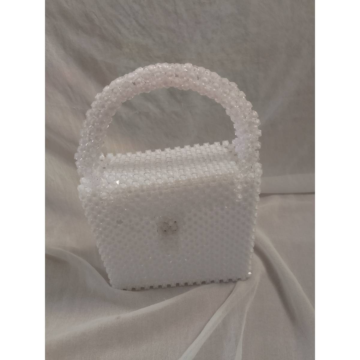 Sac en perle blanc élégant, sac à main perles fait main soirée chic
