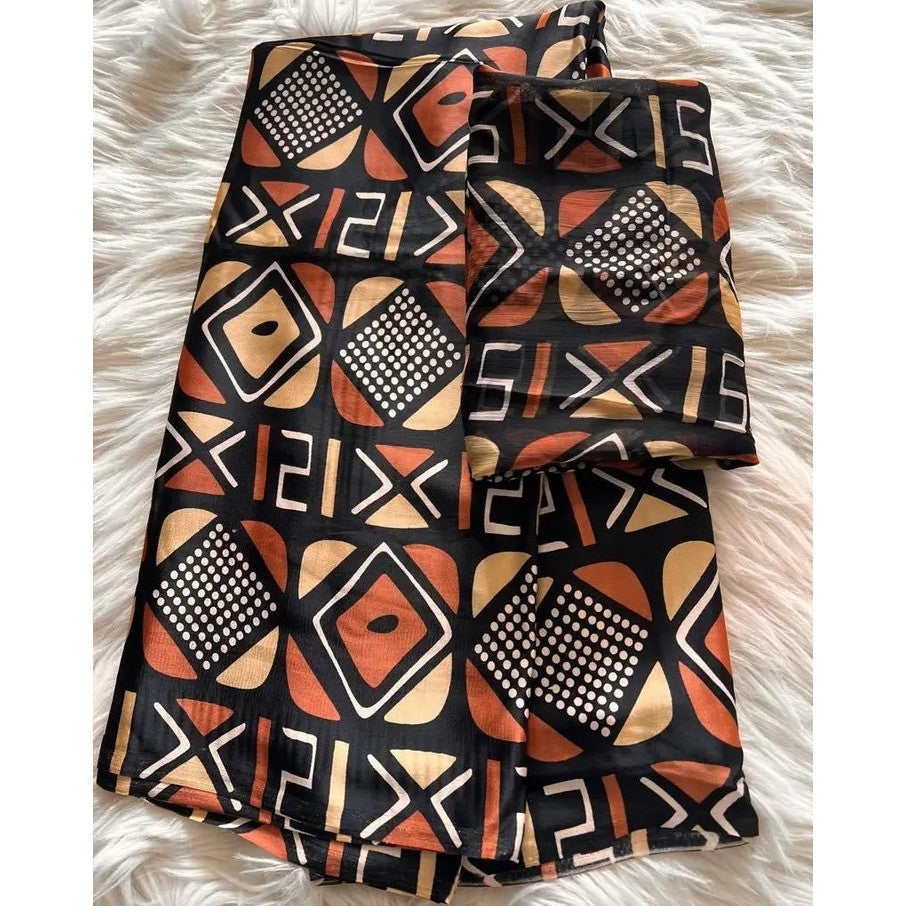 Pyjama en soie wax femme motif bogolan