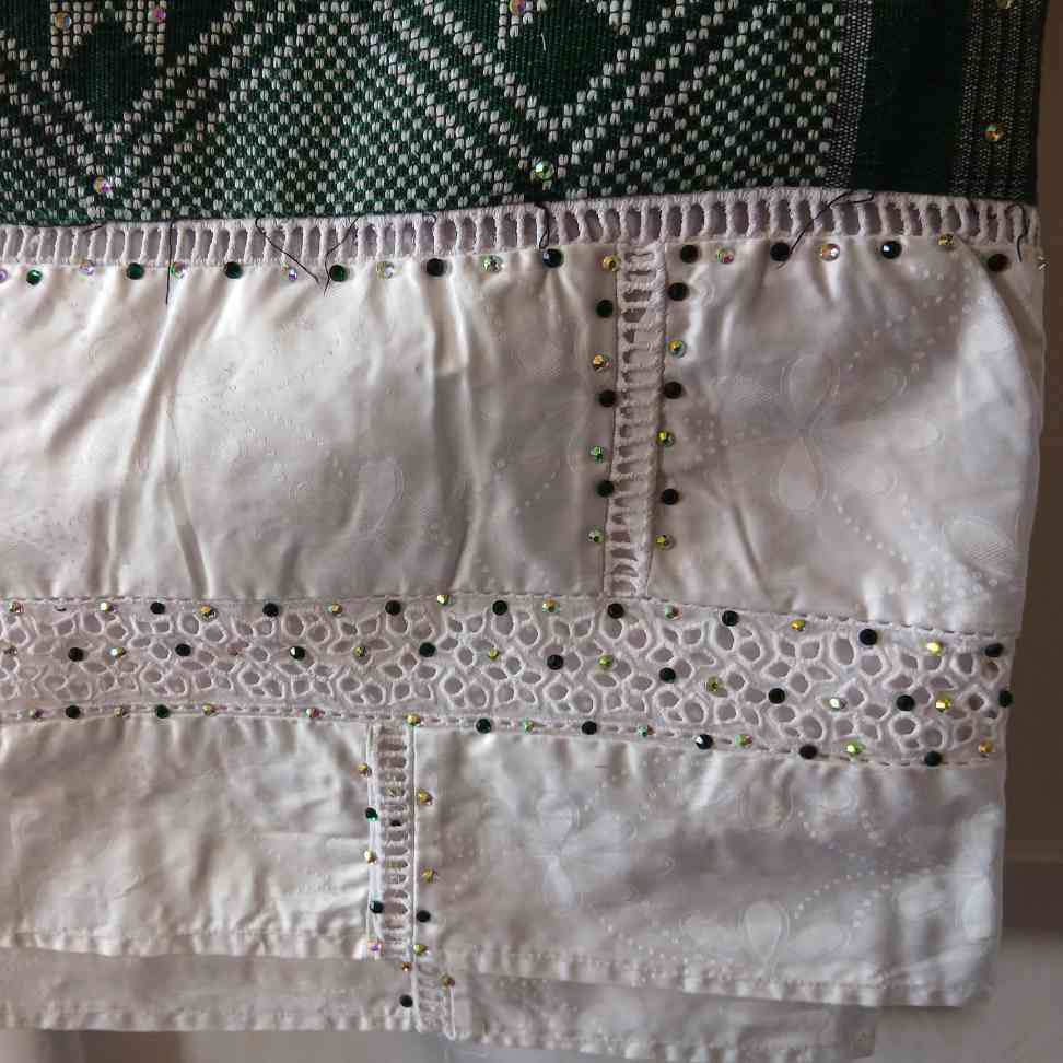 Grand boubou femme blanc et vert