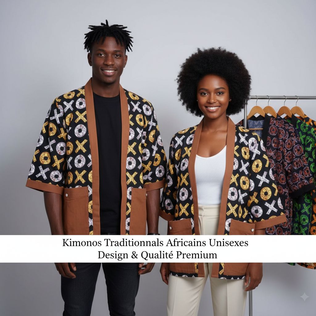 Kimono africain unisexe multicolore, ample et chic, vêtement traditionnel