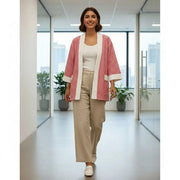 Kimono femme coton tissé rose – Veste kimono moderne élégante 2024
