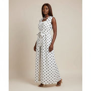 Kimono femme pois sans manches blanc noir, élégant et léger d’été