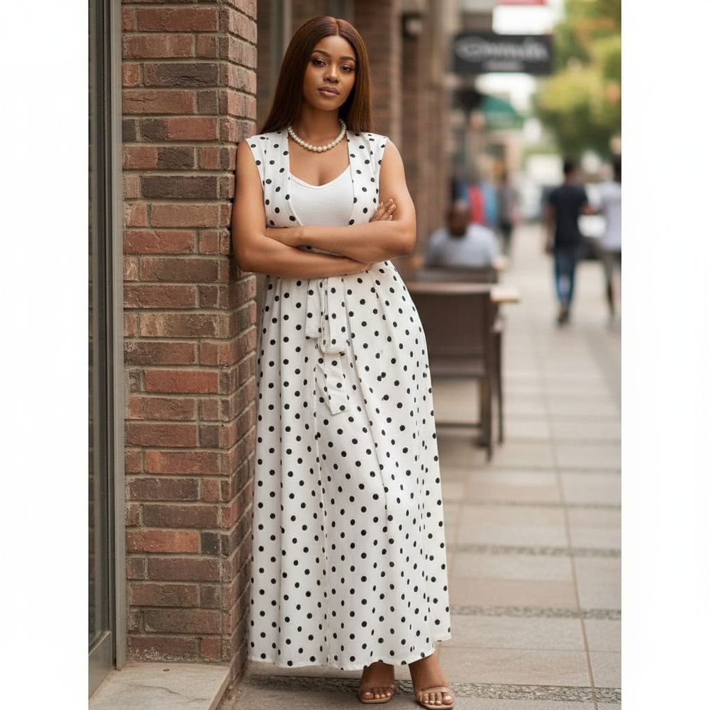Kimono femme pois sans manches blanc noir, élégant et léger d’été