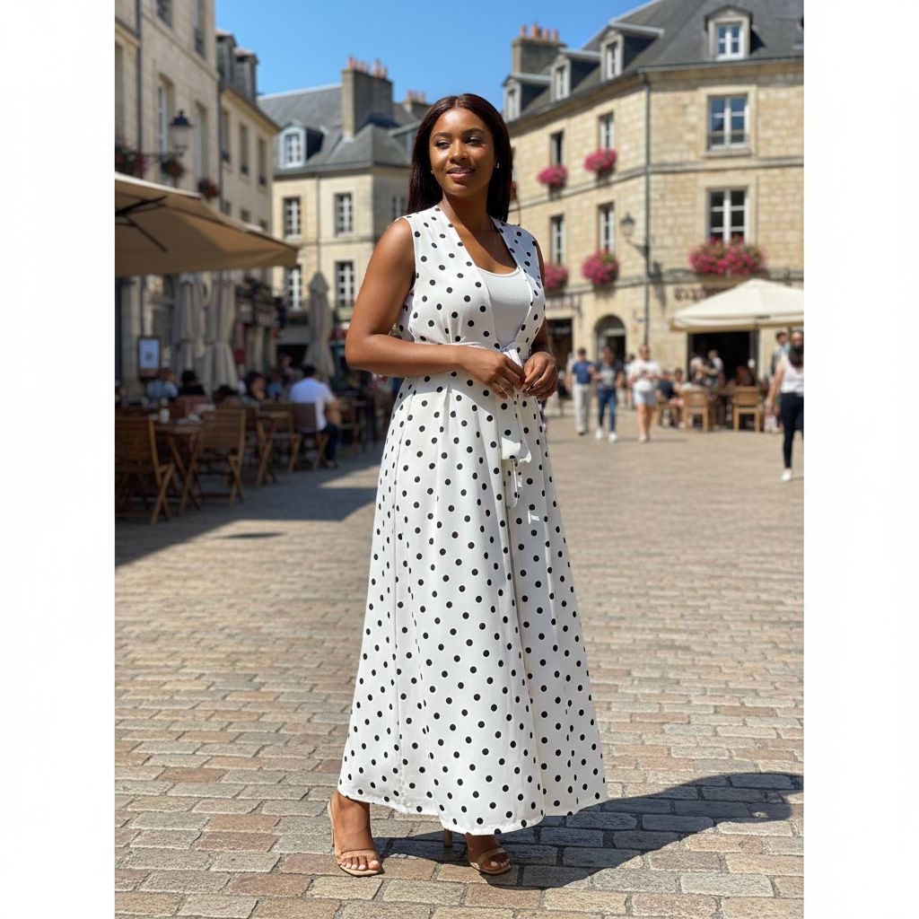 Kimono femme pois sans manches blanc noir, élégant et léger d’été