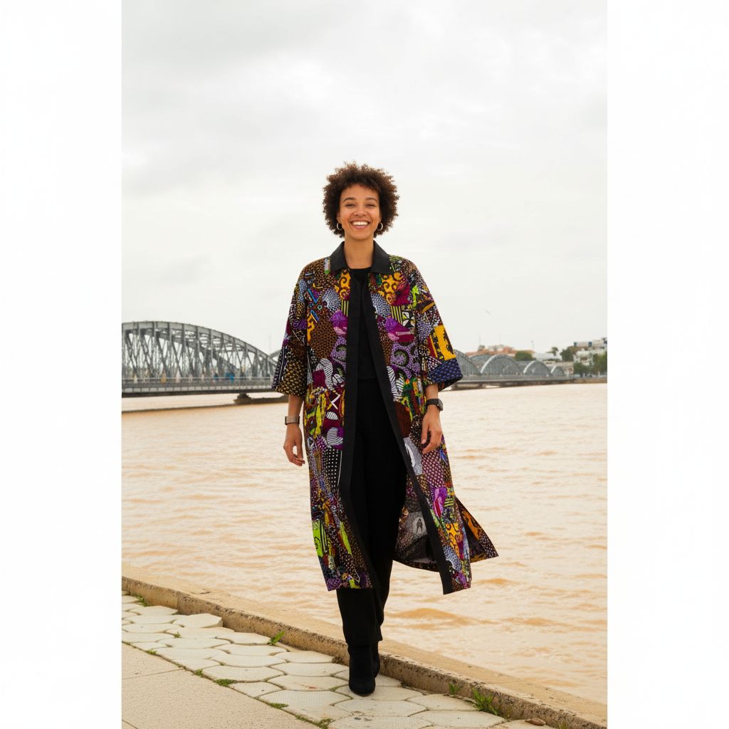 Kimono wax femme long coloré mi-saison